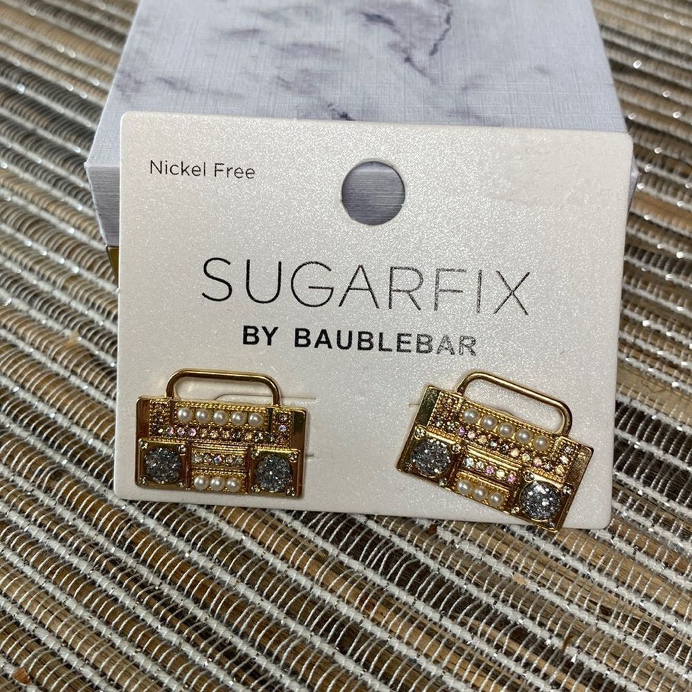 Sugarfix Baublebar Boombox Music Stud Earrings - NWT